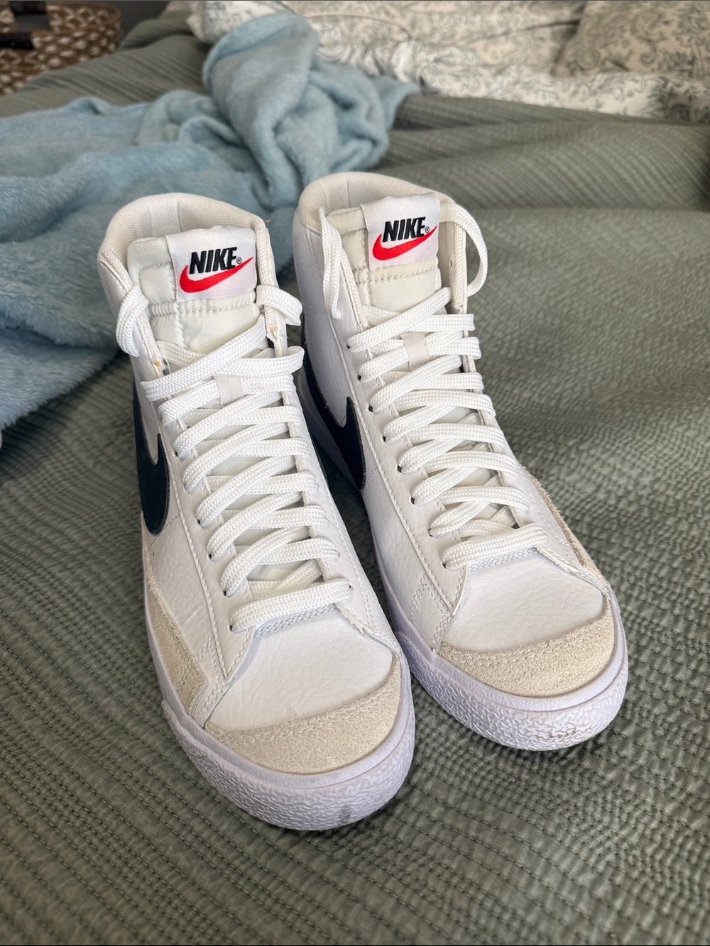 Nike Men’s White High-Top Sneakers with Black Swoosh